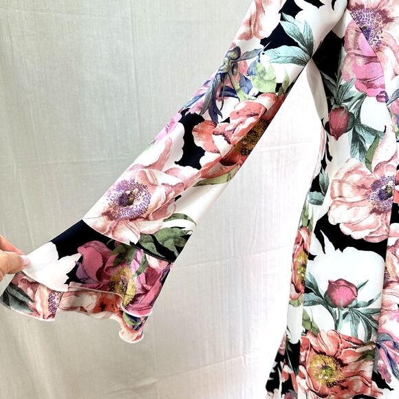 VDP Collection Party Cocktail Dress SZ 46/10 Floral Rhinestones Ruffle Hem Italy - Picture 6 of 16